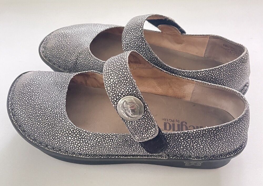 Alegria Women's Work Casual Shoes Mary Jane B&W Dots PAL-240 Size 40 (9.5/10)